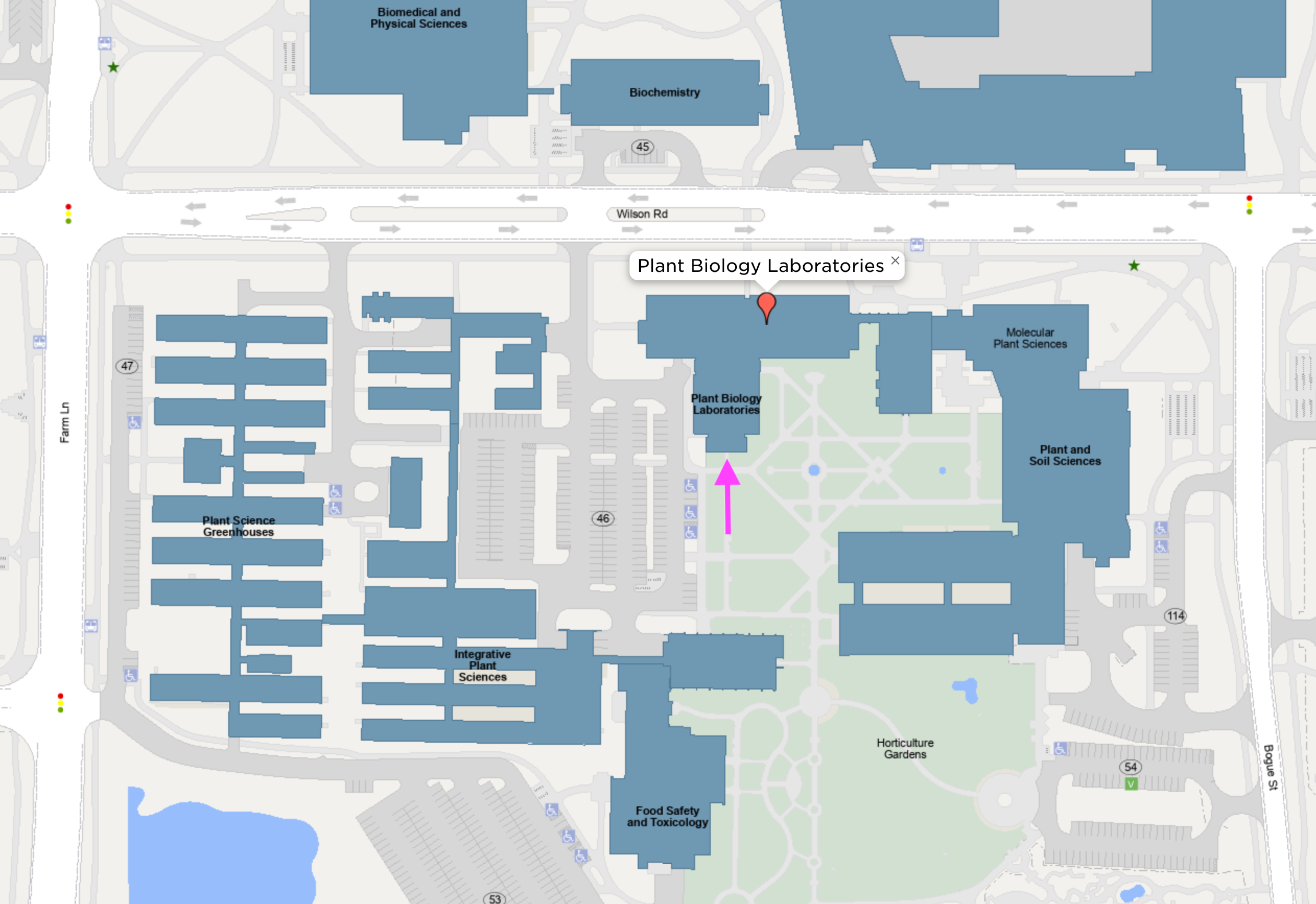A map of the Plant Biology building.